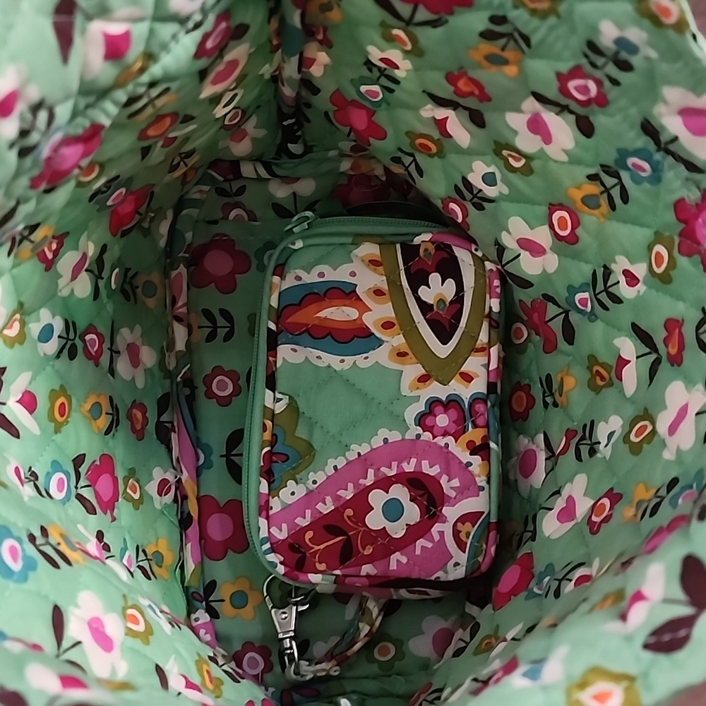 Vera Bradley Quilted Paisley Handbag Purse + Coin Pouch Set - Picture 5 of 7